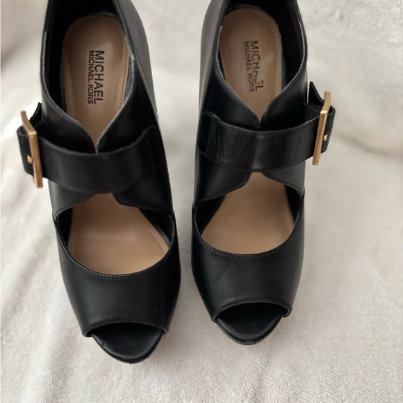 Michael Kors Black Leather Platform Heels - Picture 4 of 6